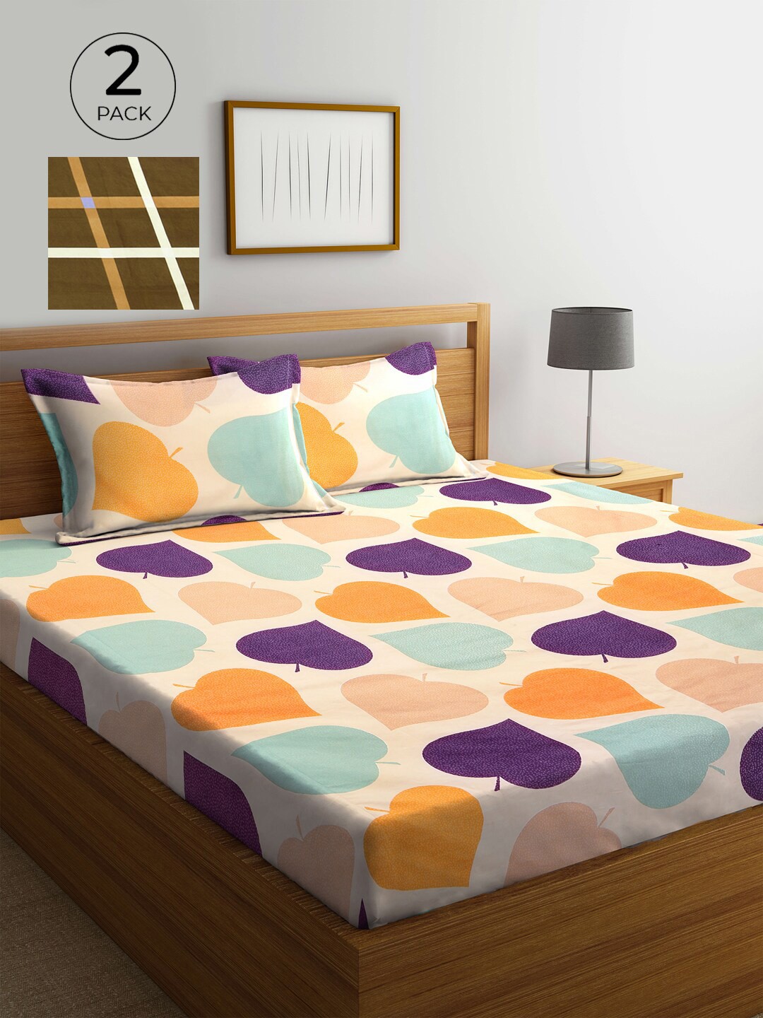 

KLOTTHE Multicoloured Geometric 210 TC 2 King Bedsheet with 4 Pillow Covers, Multi