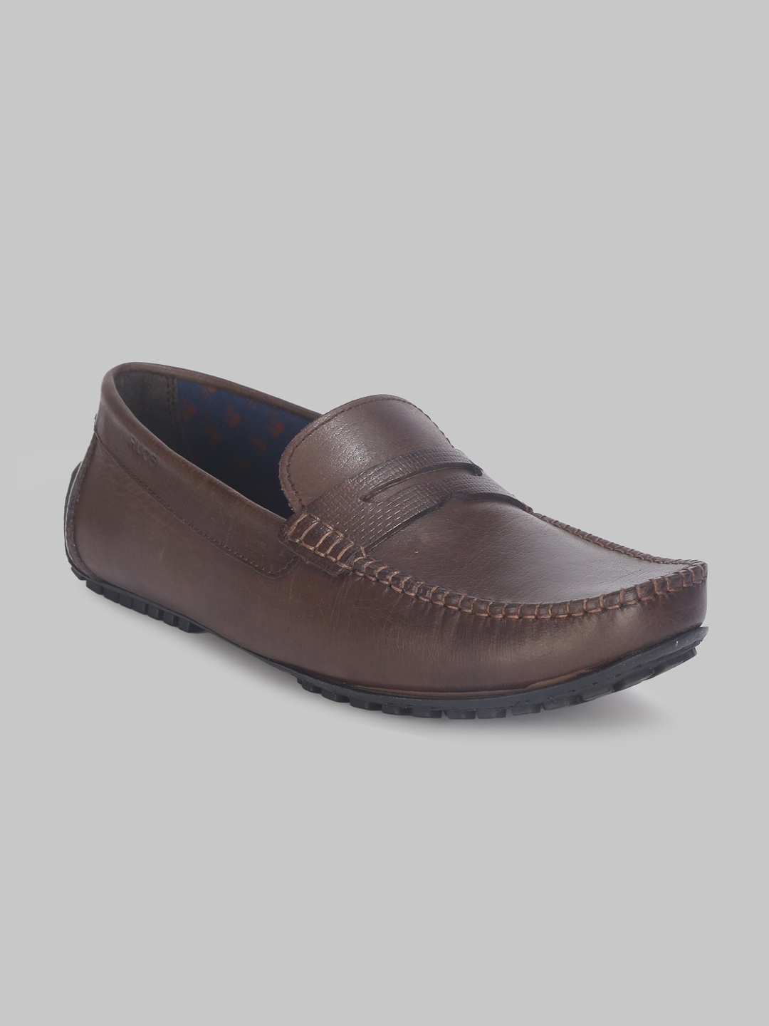 

Ruosh Men Brown Textured Leather Driving Shoes