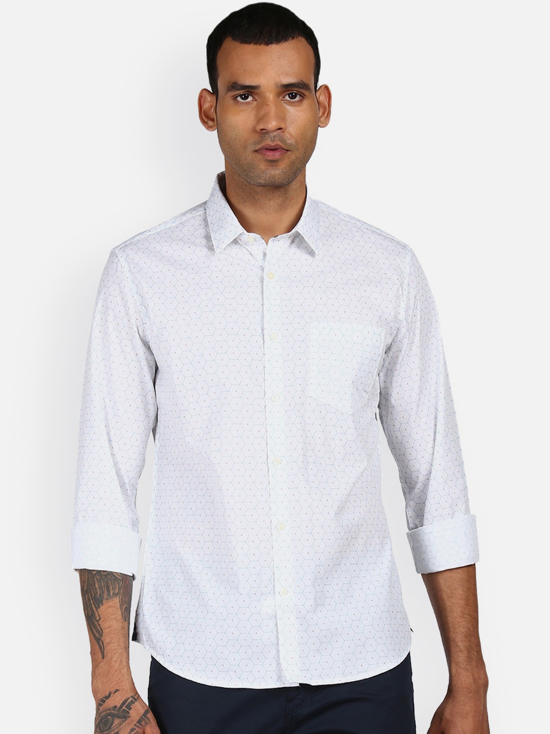 

AD By Arvind Slim Fit Cotton Printed Casual Shirt, White