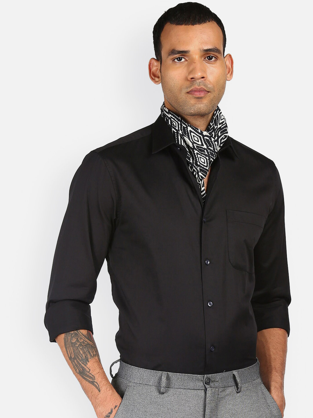 

AD By Arvind Slim Fit Cotton Smart Casual Shirt, Black