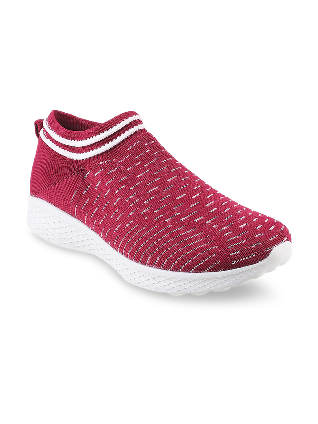

Mochi Women Maroon Woven Design Slip-On Sneakers
