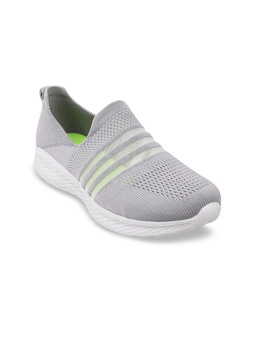 

Mochi Women Grey Woven Design Slip-On Sneakers