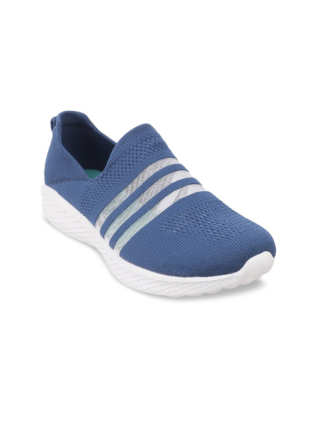 

Mochi Women Blue Woven Design Slip-On Sneakers