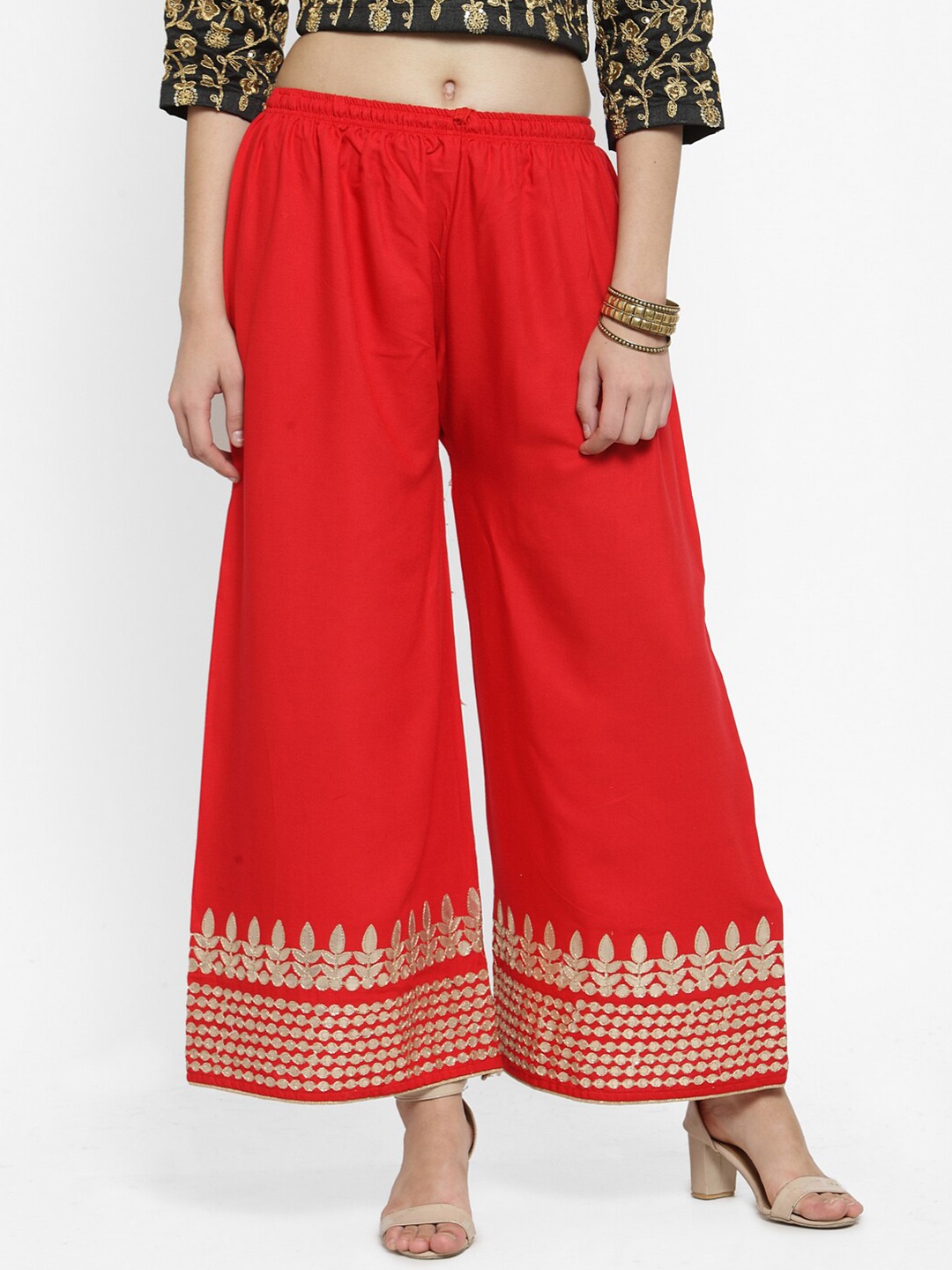

Clora Creation Women Red & Gold-Toned Palazzos