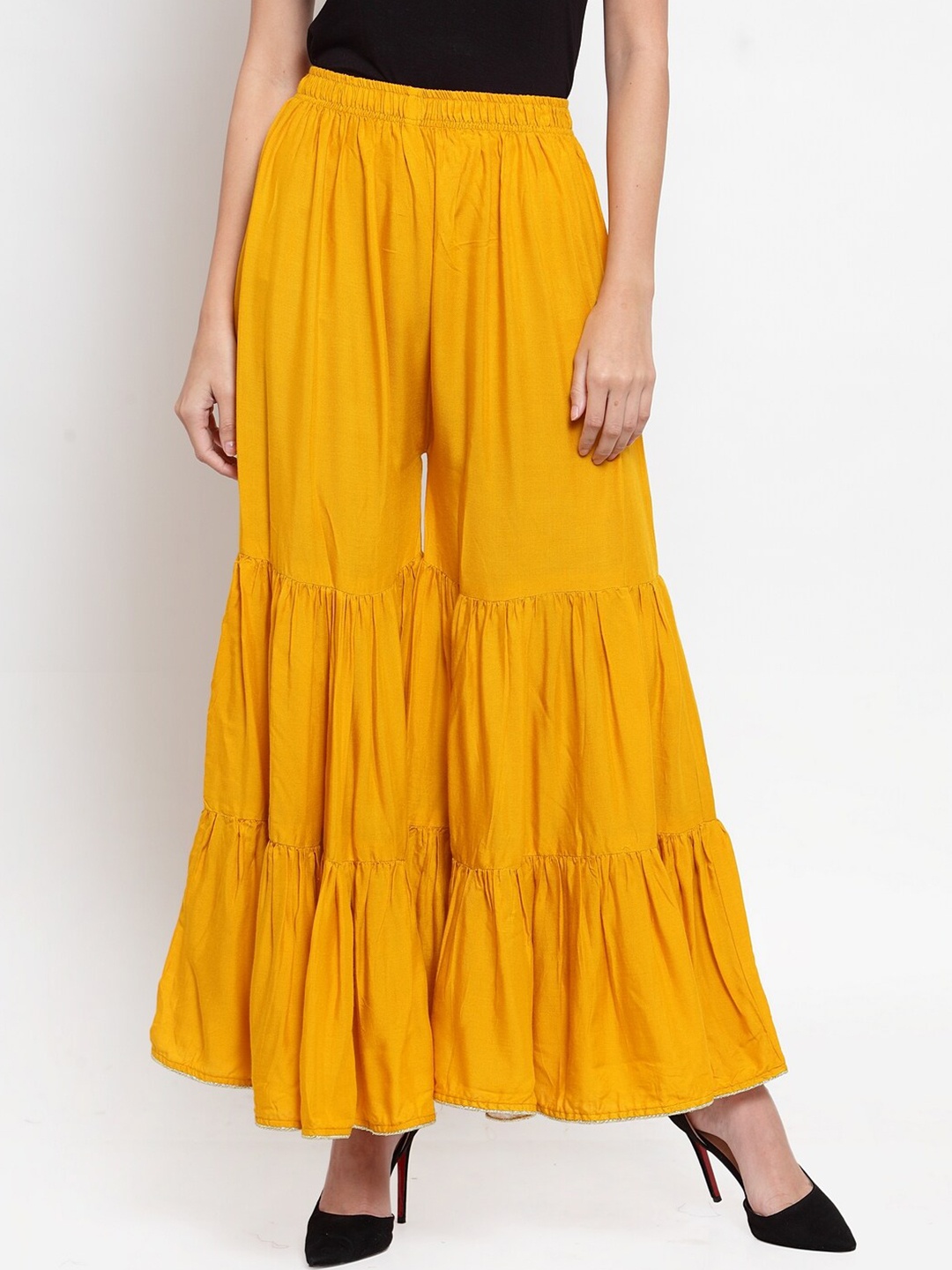 

Clora Creation Women Mustard Yellow Flared Ethnic Sharara