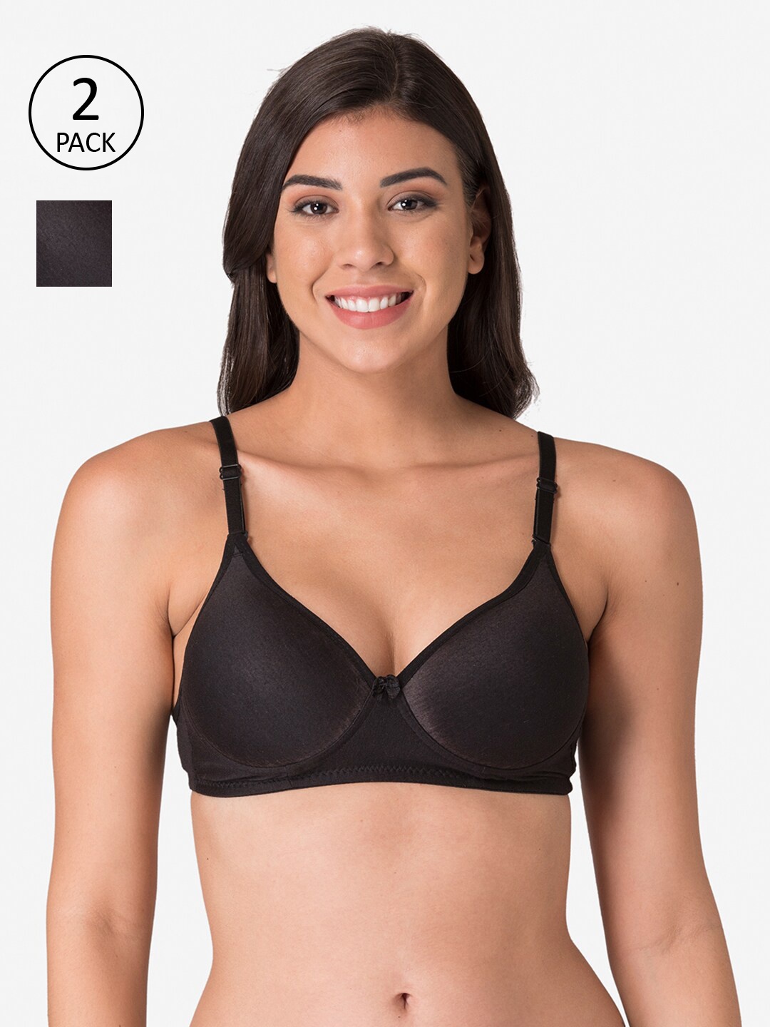 

KOMLI Woman Black Pack of 2 Heavily Padded T-shirt Bra- K-9935-2PC-BLK