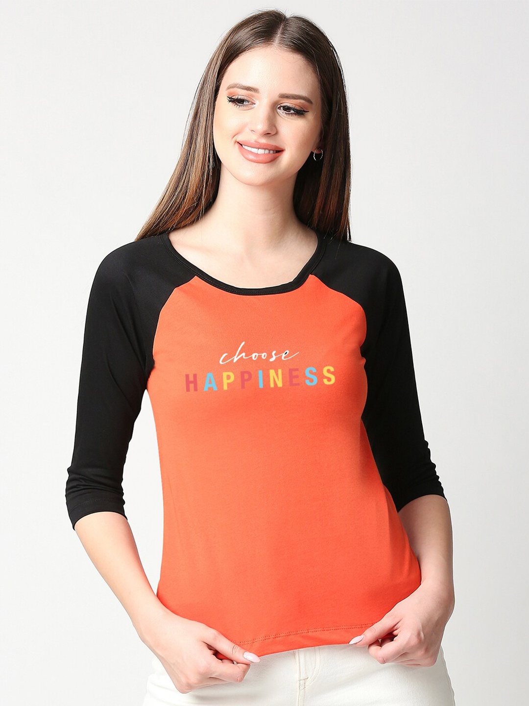 

Bewakoof Women Red & White Typography Printed Slim Fit T-shirt