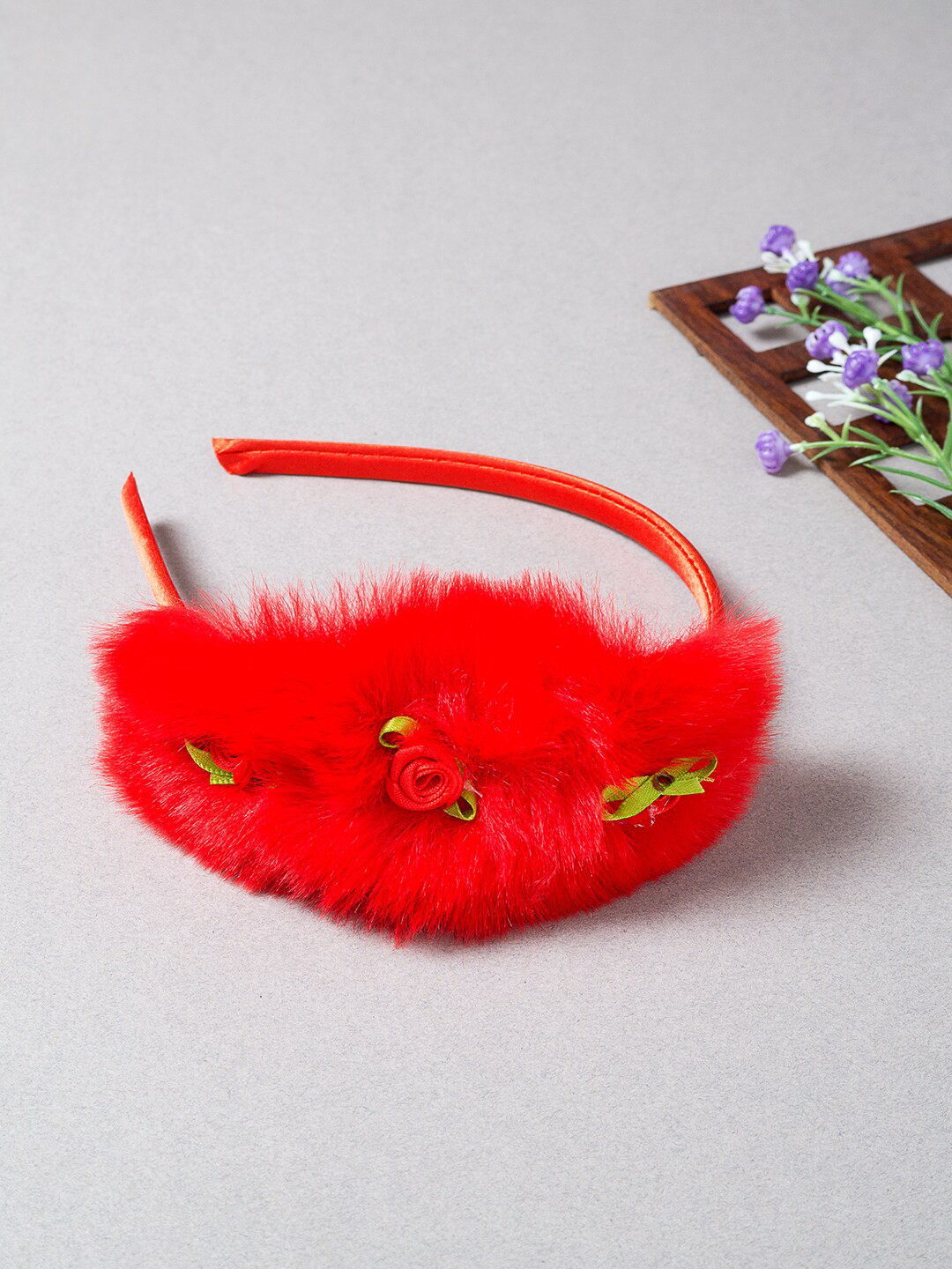 

Golden Peacock Women Red Fur Hairband