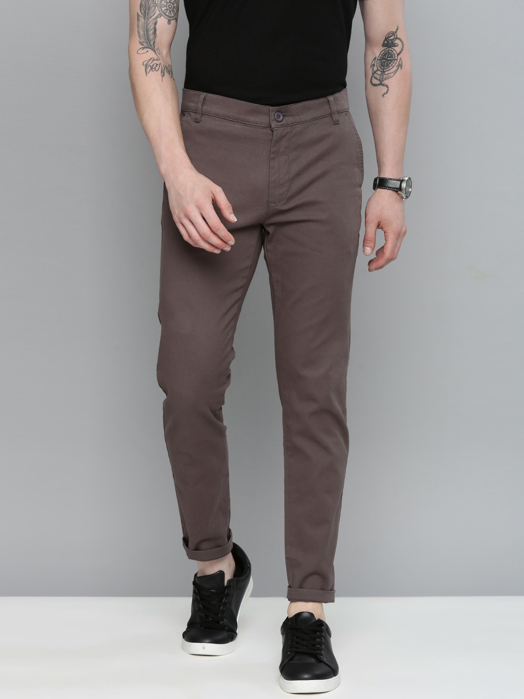 

The Indian Garage Co Men Slim Fit Trousers, Brown