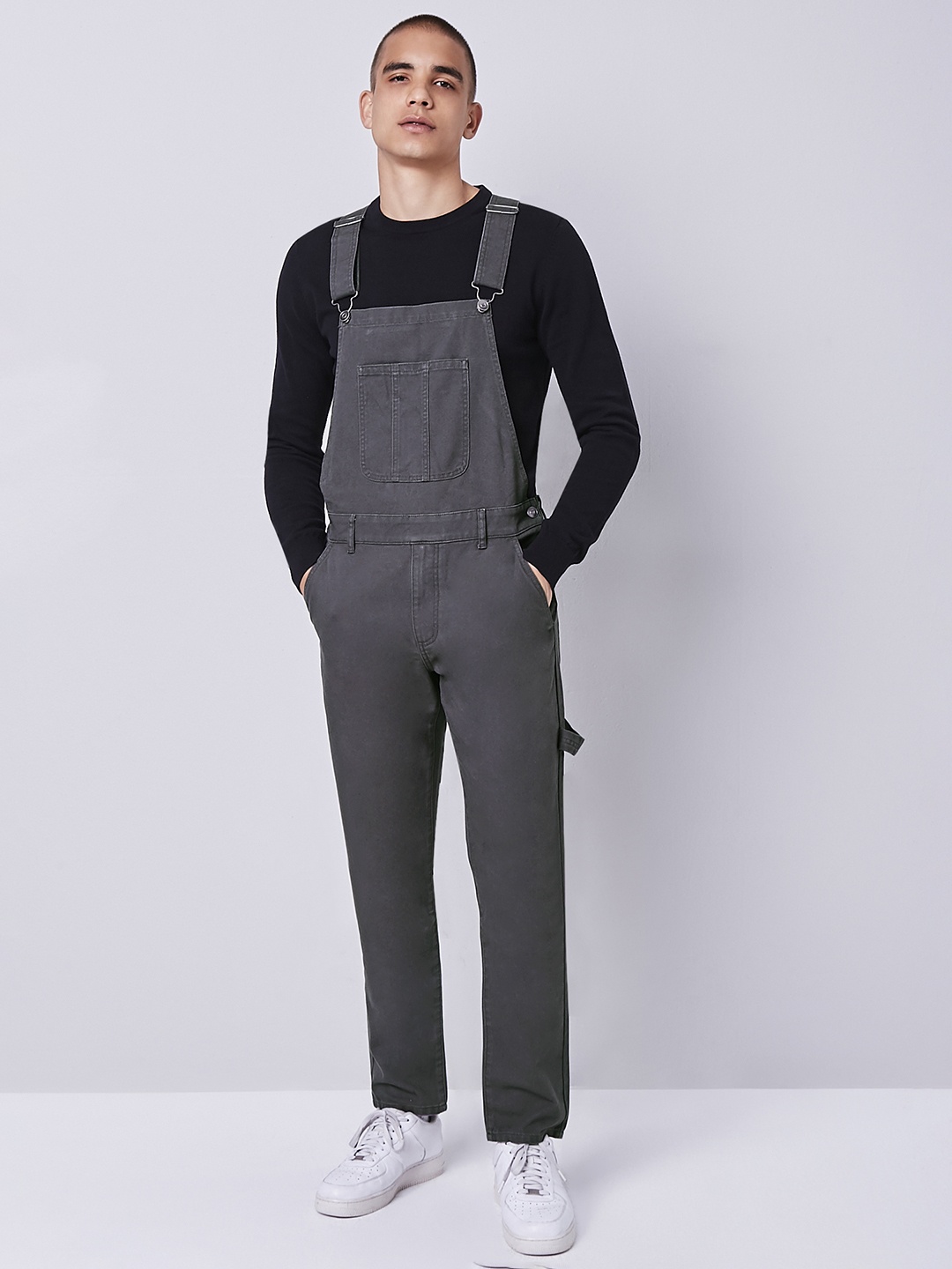 

FOREVER 21 Men Grey Basic Jumpsuit