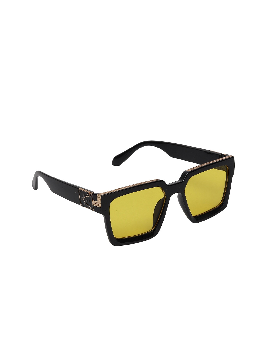

Swiss Design Unisex Yellow Lens & Black Oversized Sunglasses with UV Protected Lens
