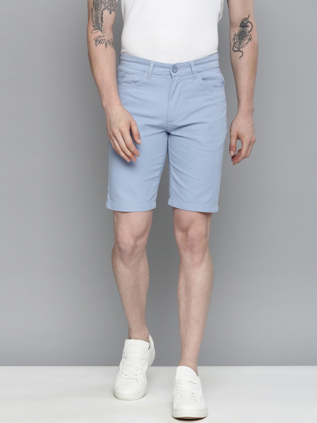 

The Indian Garage Co Men Blue Slim Fit Chino Shorts
