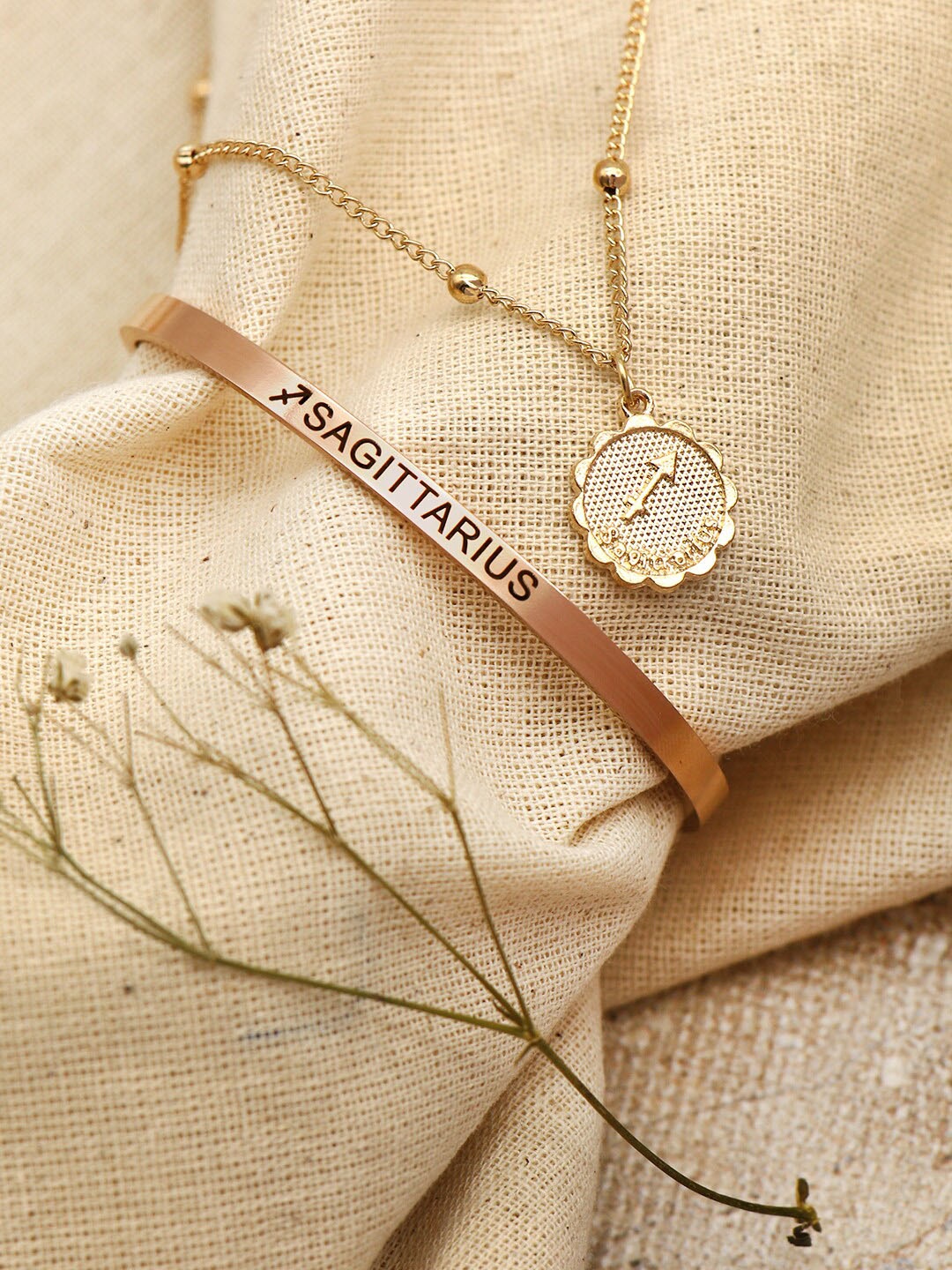 

JOKER & WITCH Rose Gold-Toned Sagittarius Zodiac Jewellery Set