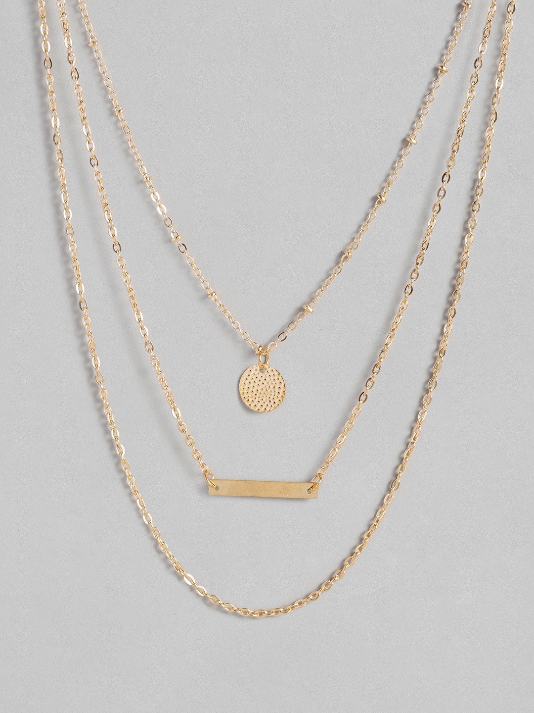

Peora Gold Toned Geometric Multi Layered Necklace