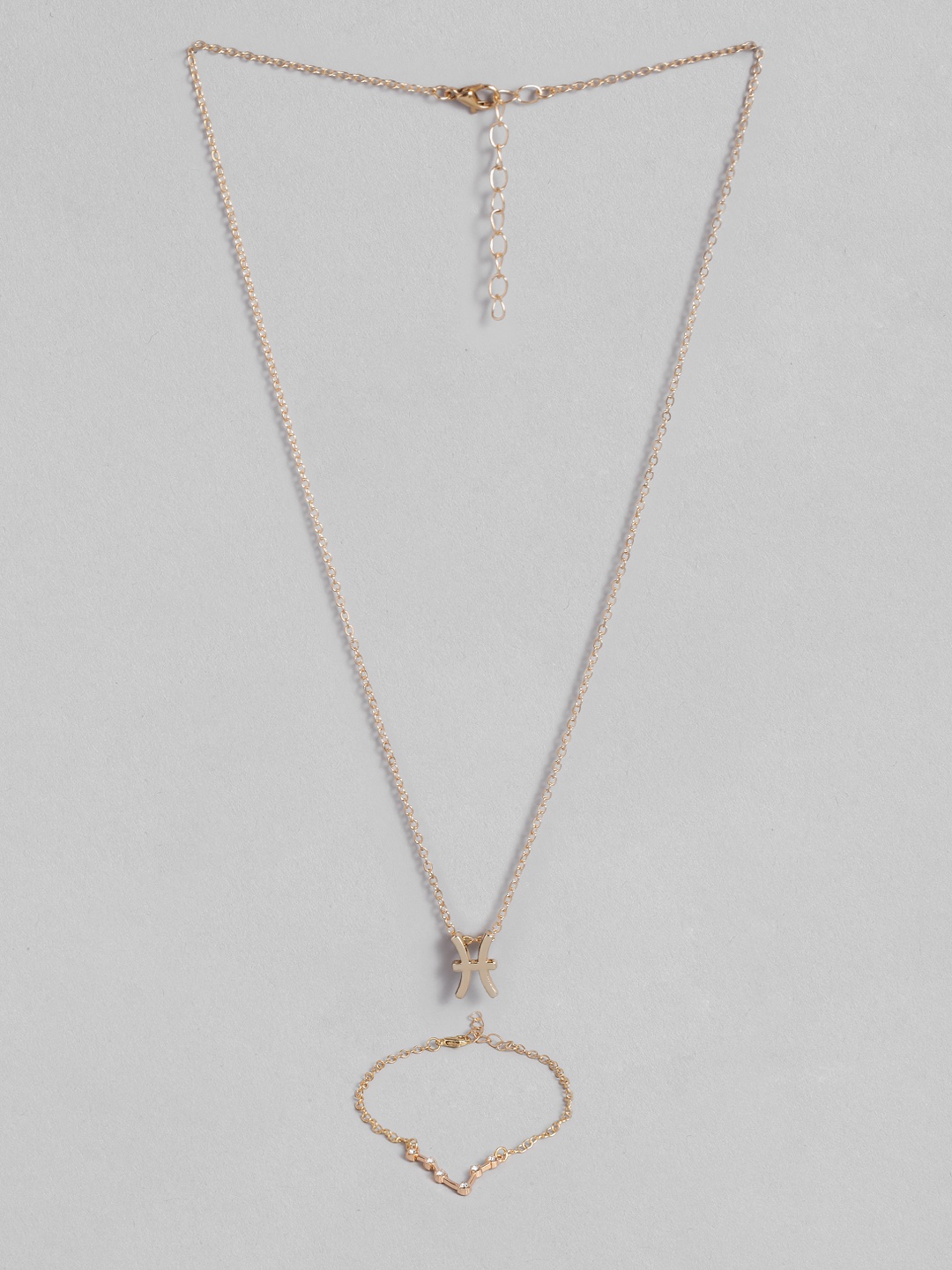 

Peora Gold Plated Pisces Horoscope Zodiac Sign Pendant & Bracelet Combo Set
