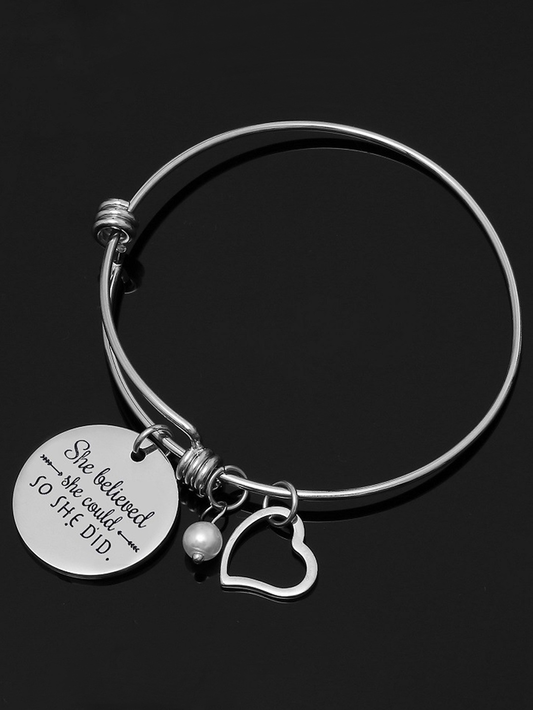 

Peora Women Silver-Plated Pearls Charm Bracelet