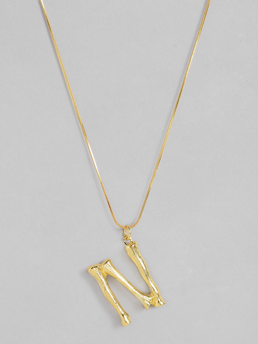 

Peora Gold-Plated Initial Alphabet N Pendant with Chain