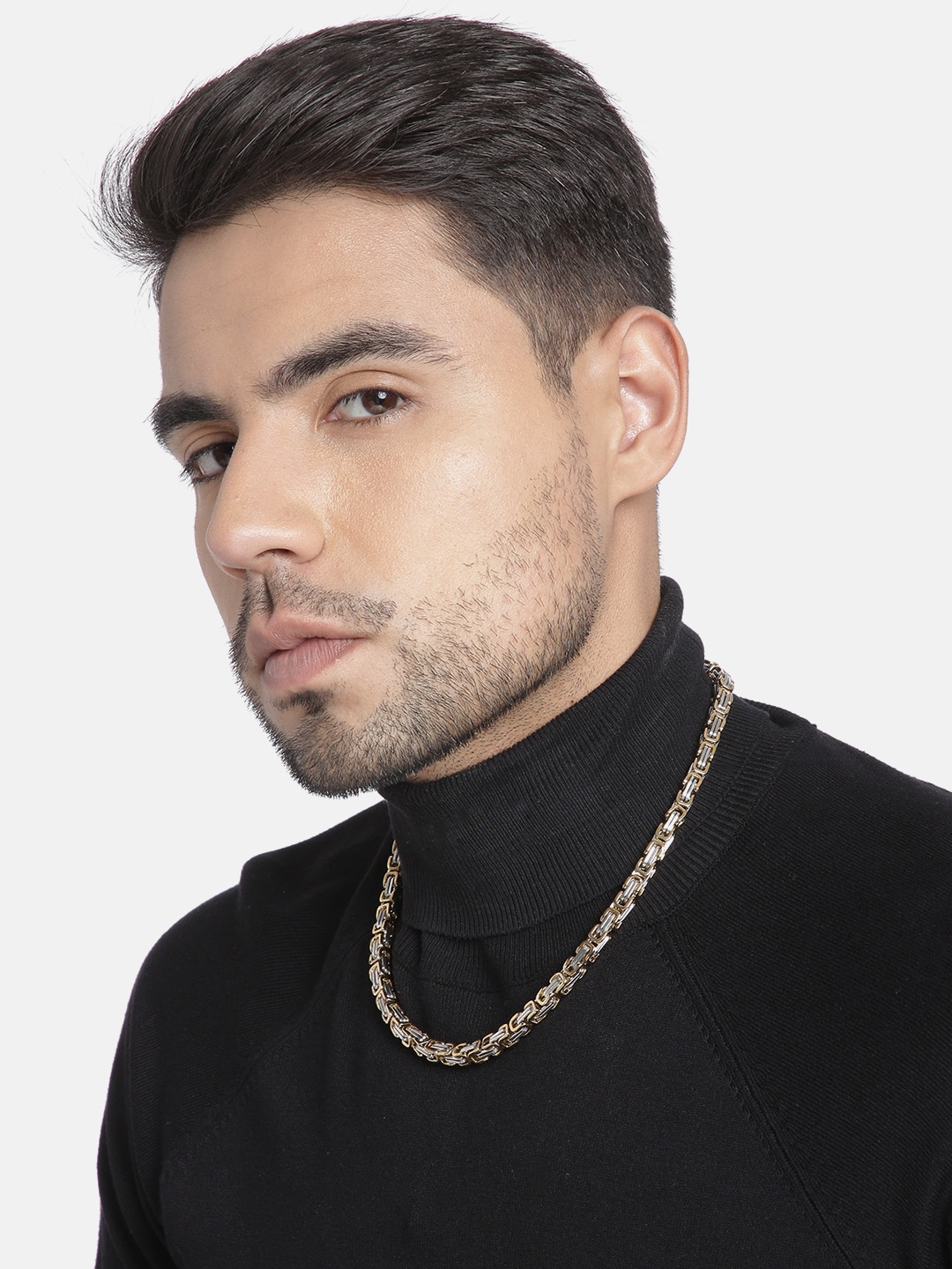 

Peora Men Gold & Silver Chain Necklace Byzantine Bracelet