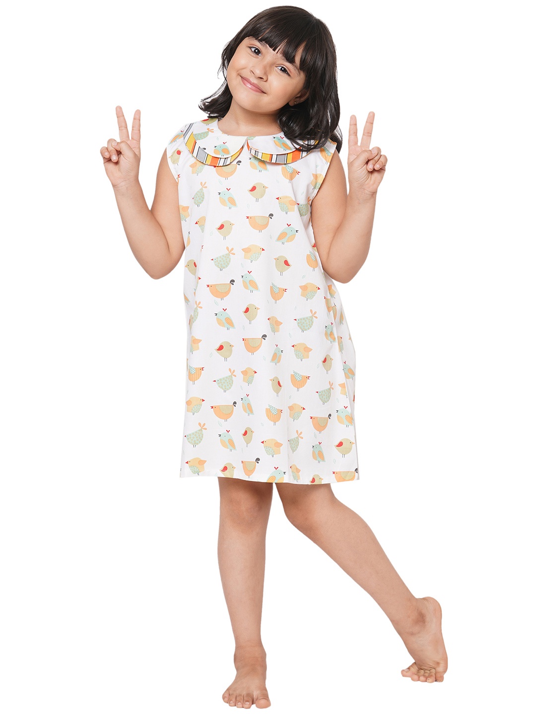 

CASA DE NEE NEE Girls White Printed Nightdress