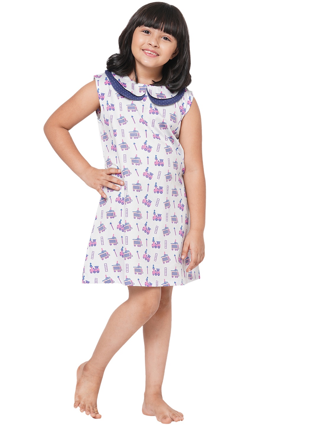 

CASA DE NEE NEE Girls Blue & White Printed A-Line Nightdress