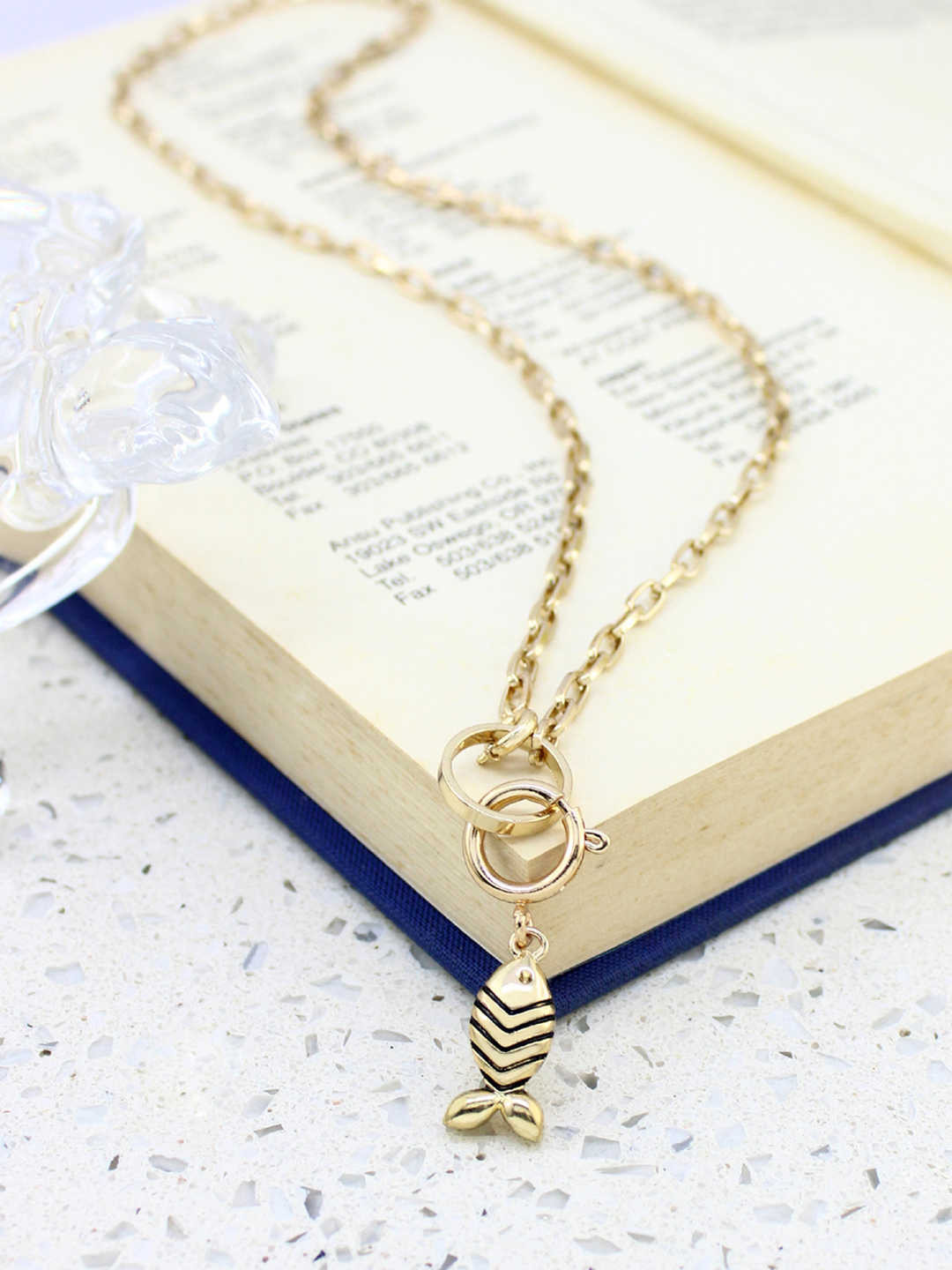 

Runway Ritual Women Gold-Toned Detachable Fish Charm Necklace