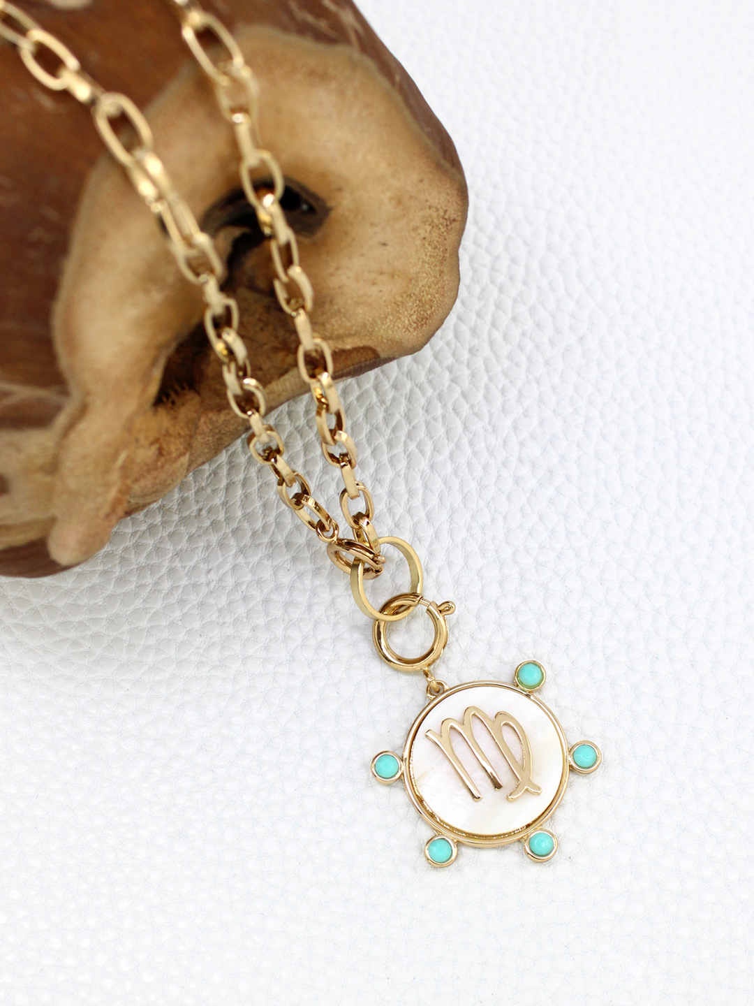 

Runway Ritual Gold-Toned & Off White Gold-Plated Detachable Zodiac Charm Necklace