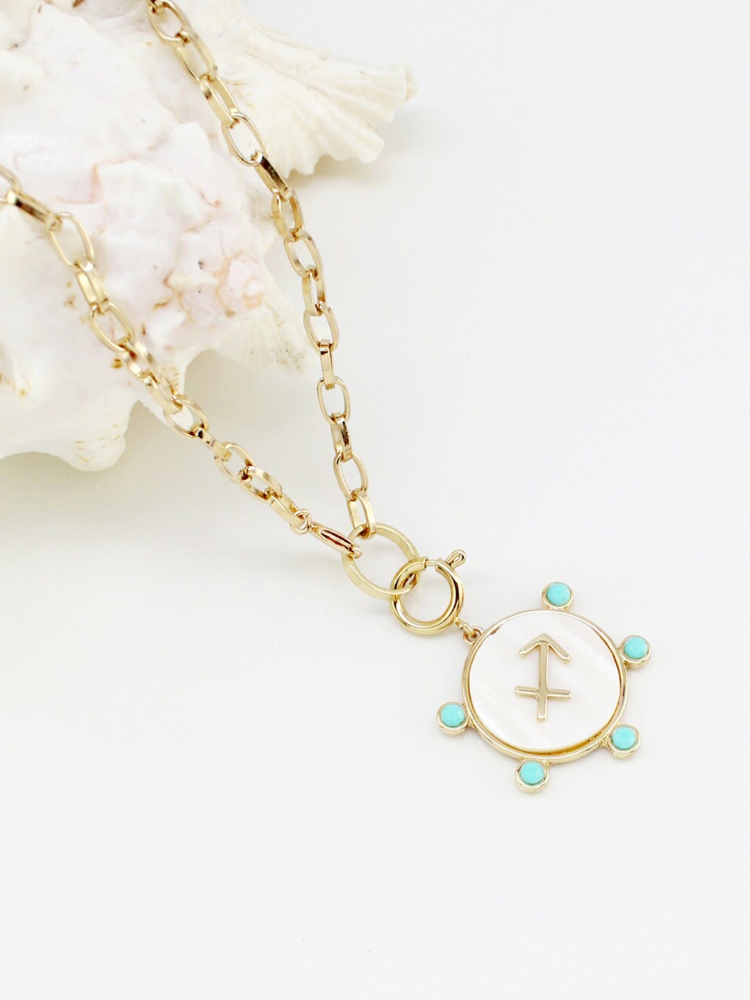 

Runway Ritual Gold-Toned & Off White Gold-Plated Enamelled Necklace