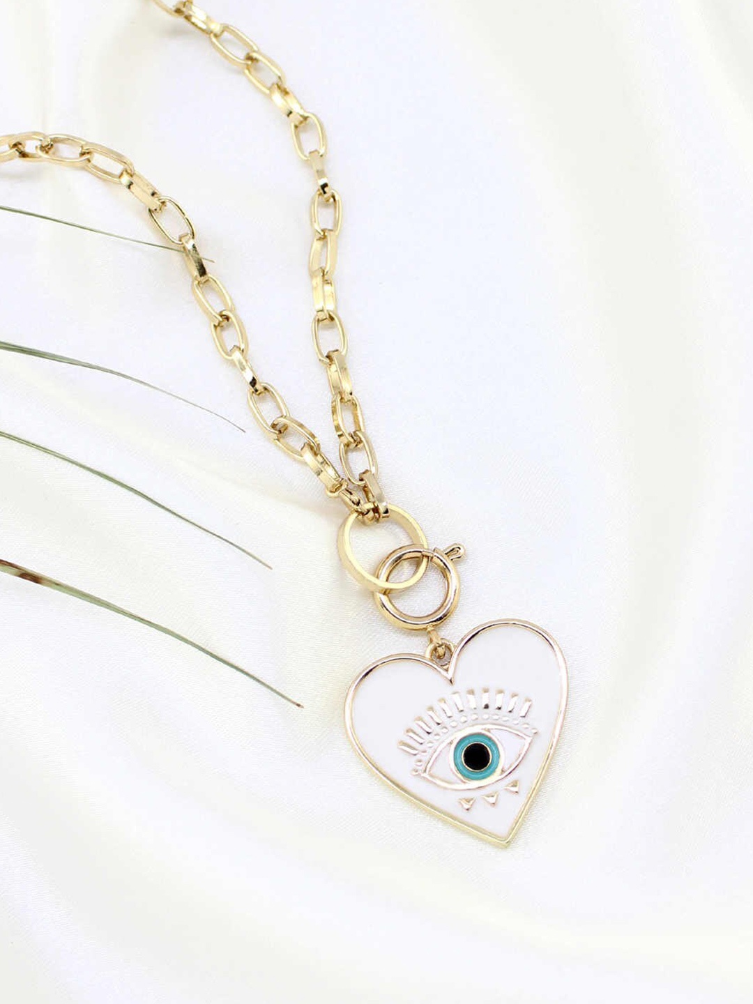 

Runway Ritual Women Off White & Gold-Plated Charm Necklace