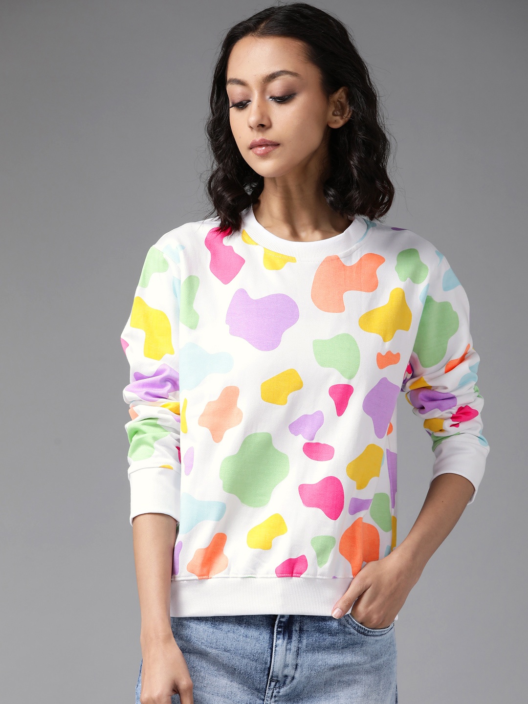 

The Dry State Women Multicoloured Cotton Printed Sweatshirt, Multi