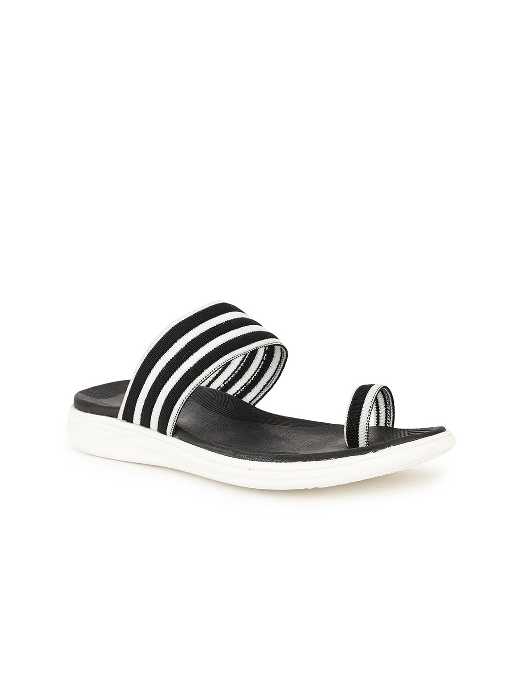 

Carlton London sports Women Black & White Rubber Thong Flip-Flops