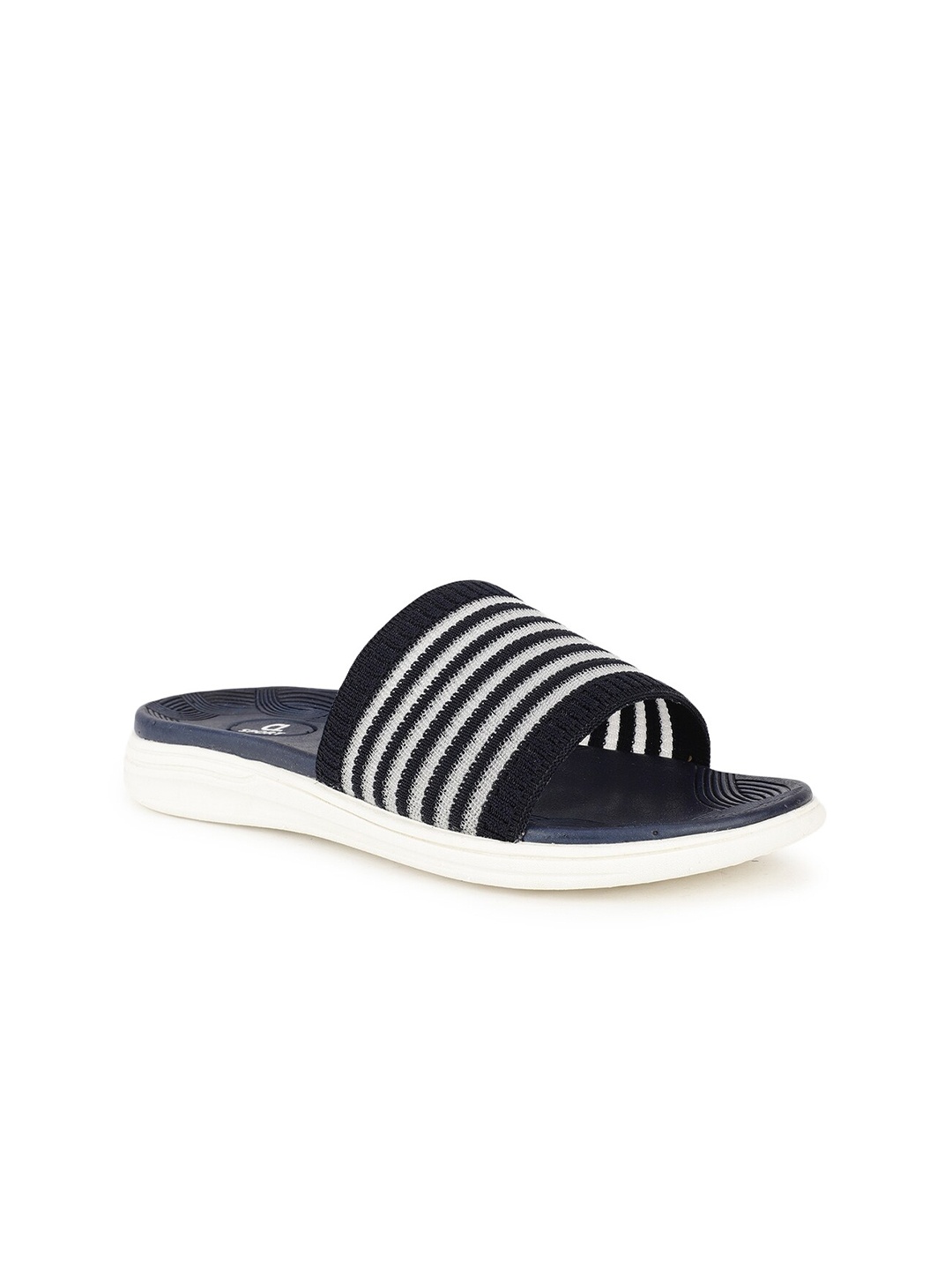 

Carlton London sports Women Navy Blue & White Striped Rubber Sliders