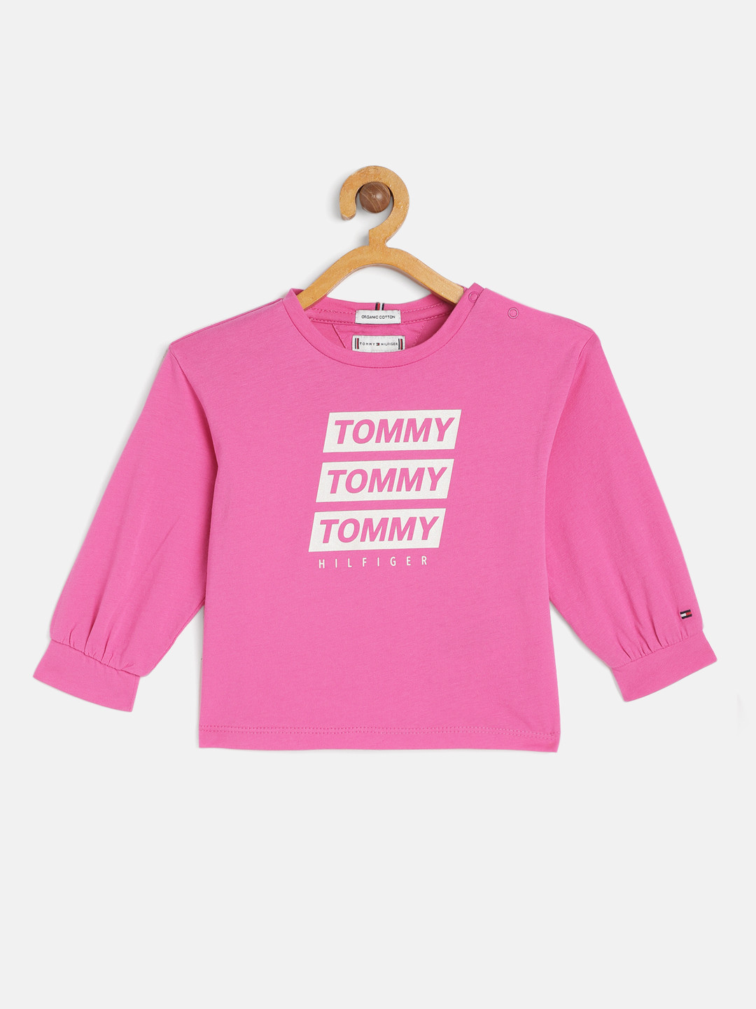 

Tommy Hilfiger Girls Pink Brand Logo Printed Organic Cotton T-shirt