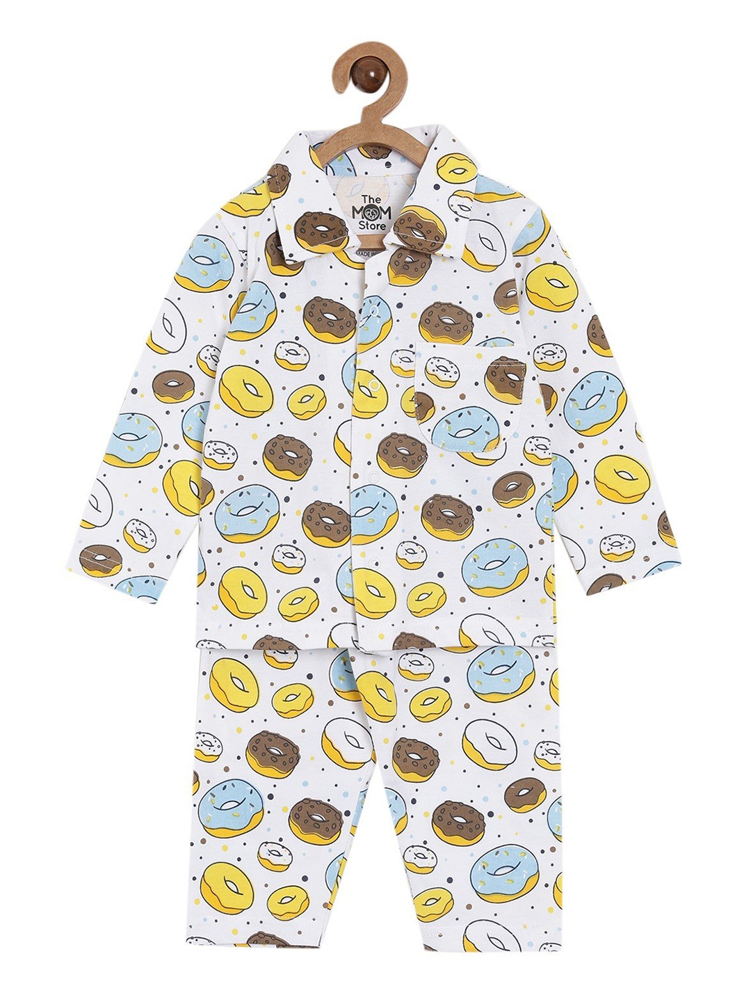 

The Mom Store Unisex Kids White Printed Night suit