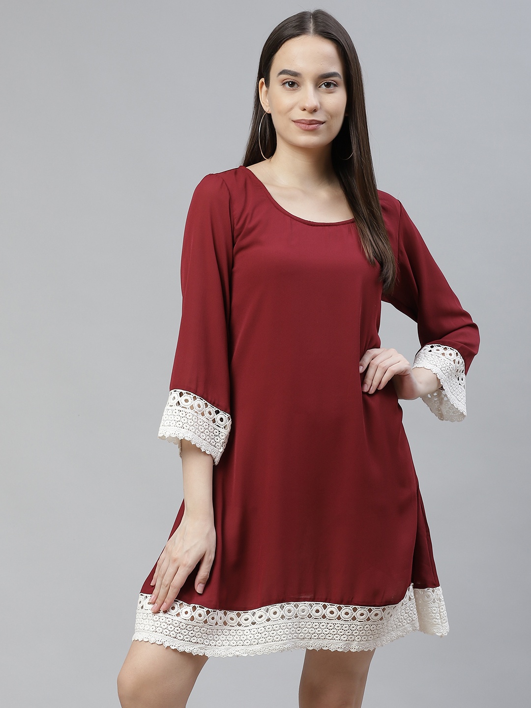

RIVI Maroon & Beige Georgette A-Line Dress