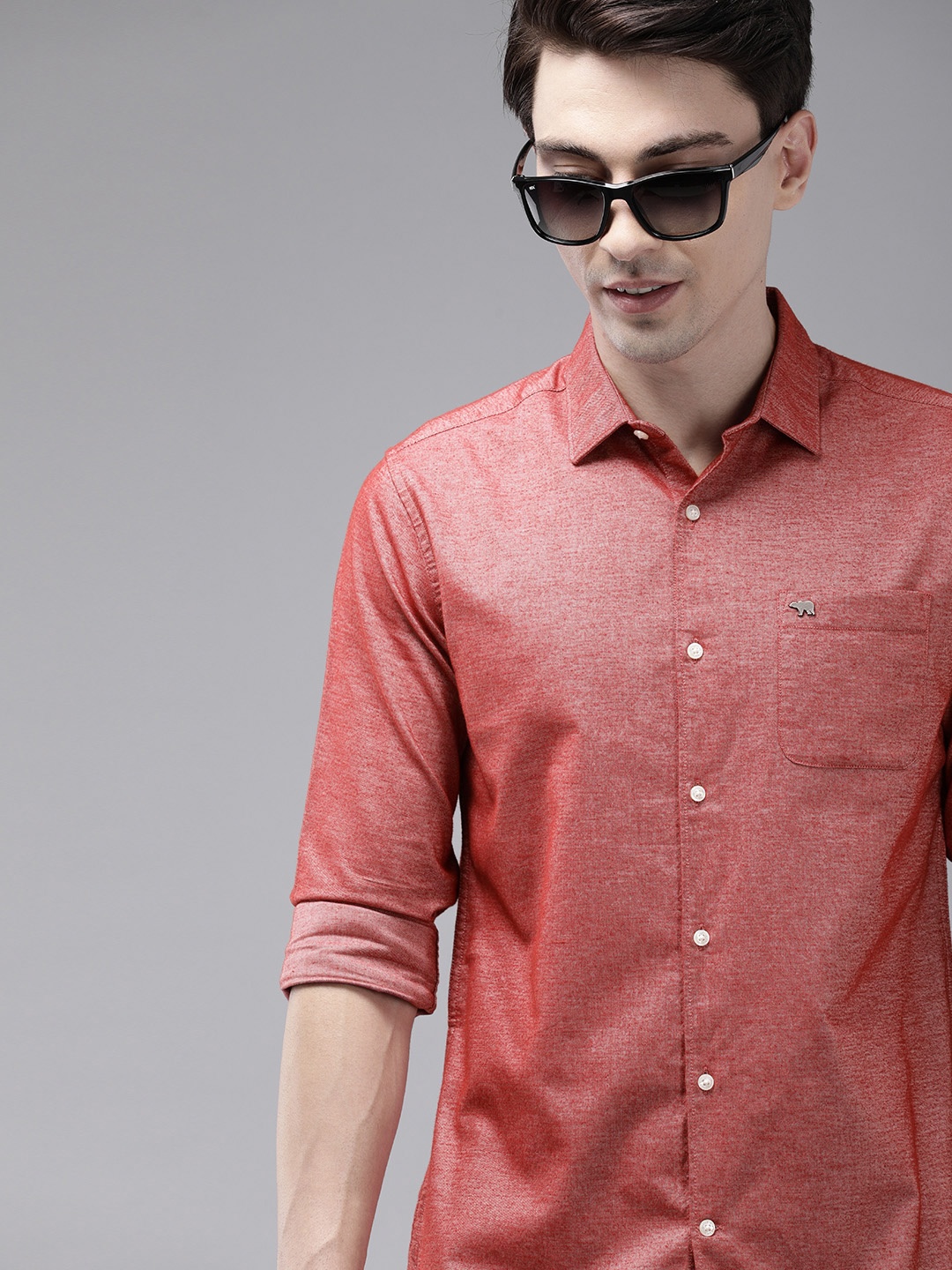 

THE BEAR HOUSE Men Red Slim Fit Casual Shirt