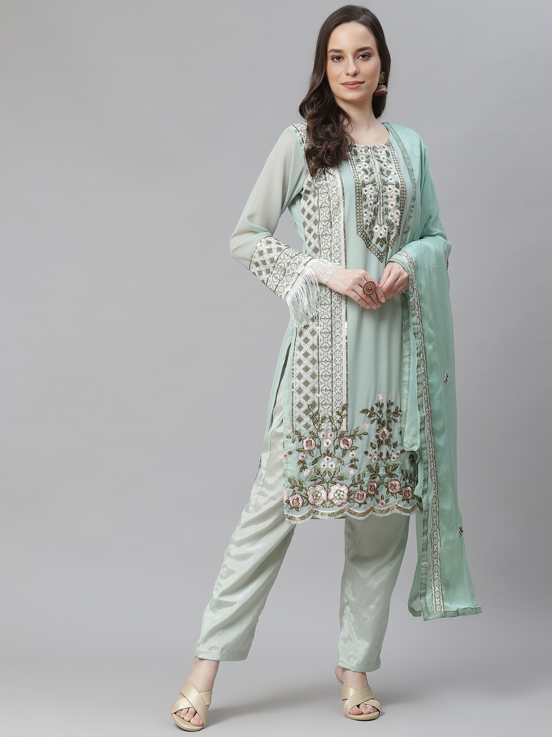 

Readiprint Fashions Sea Green Embroidered Unstitched Dress Material