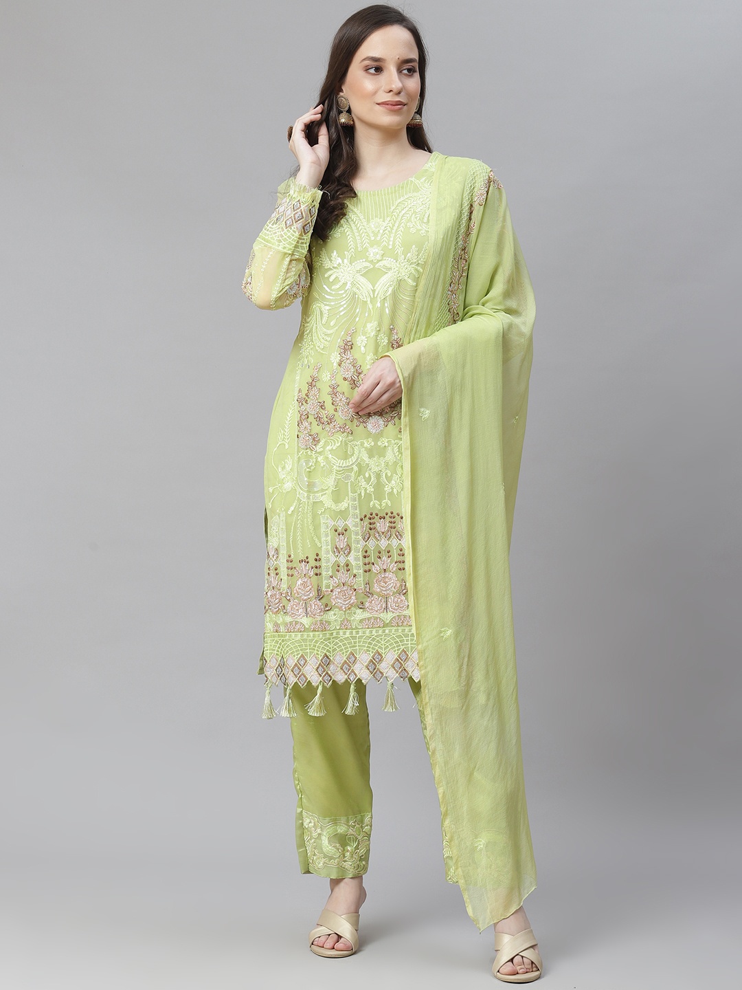 

Readiprint Fashions Green & Lime Green Embroidered Unstitched Dress Material