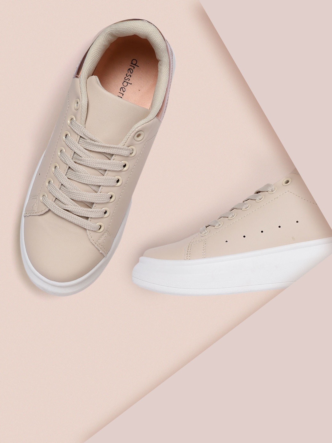 

DressBerry Women Beige Solid Sneakers