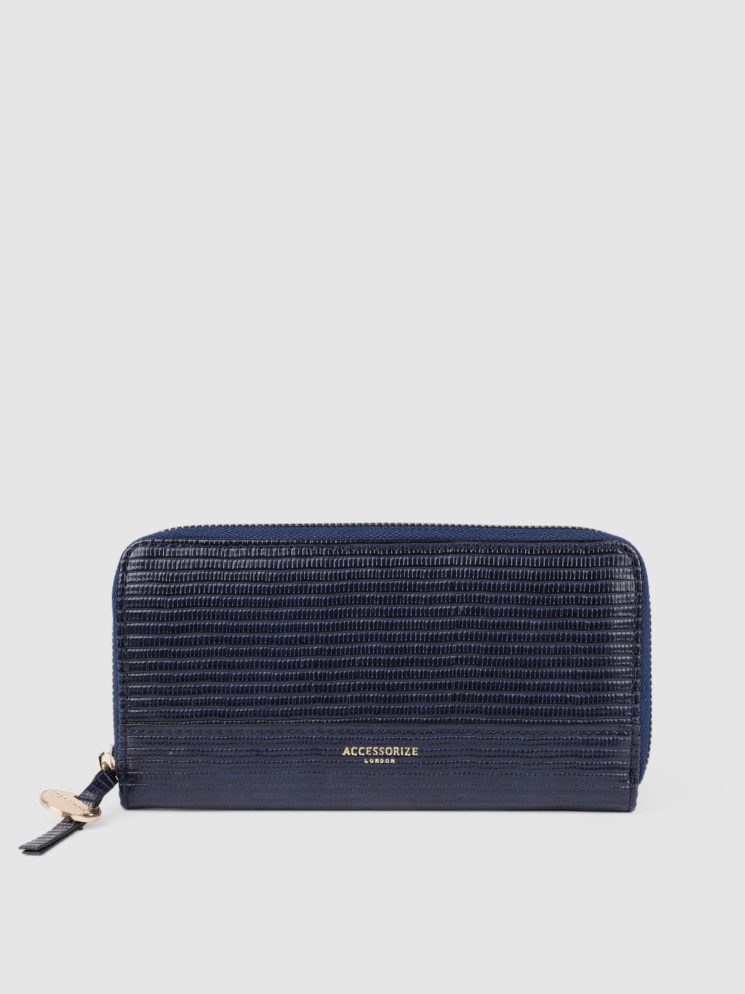 

Accessorize London Women Large Zip Around Reptile Wallet, Navy blue