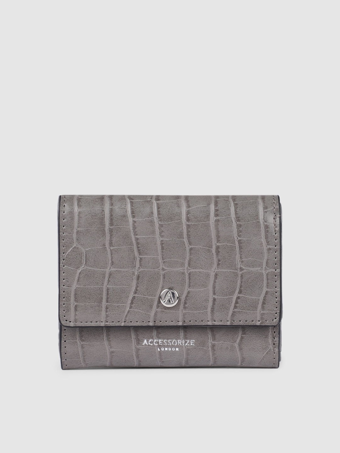 

Accessorize Women Grey Animal Textured Envelope Wallet