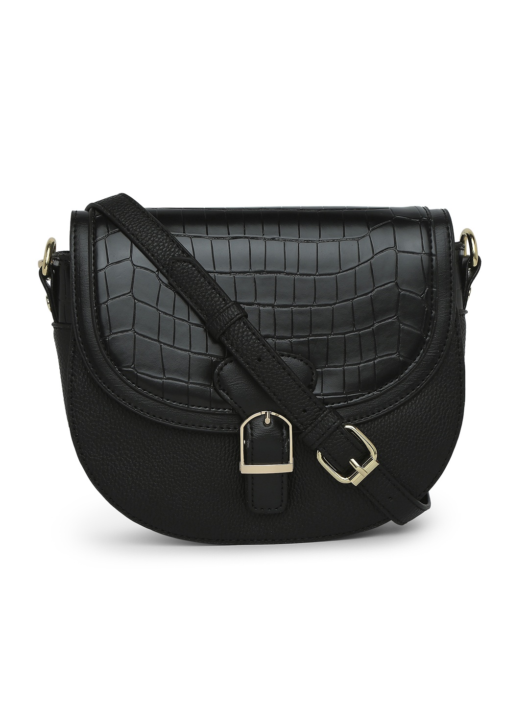 

Accessorize Black Textured Nicola Saddle Structured Shoulder Bag