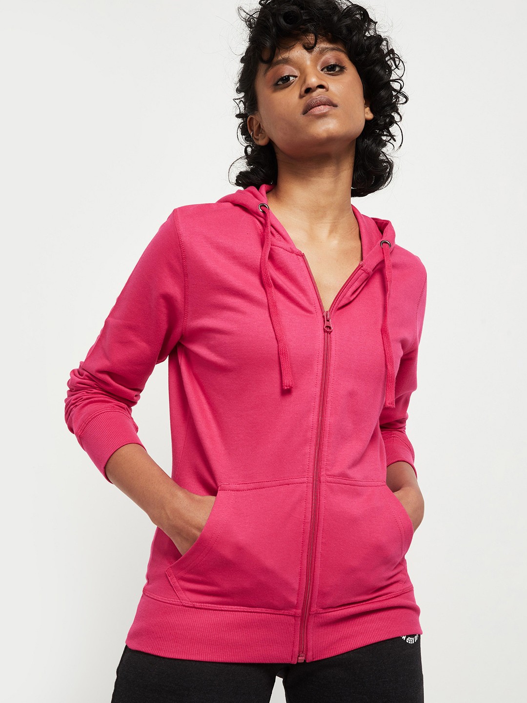 

max Women Fuchsia Pink Solid Bomber Jacket