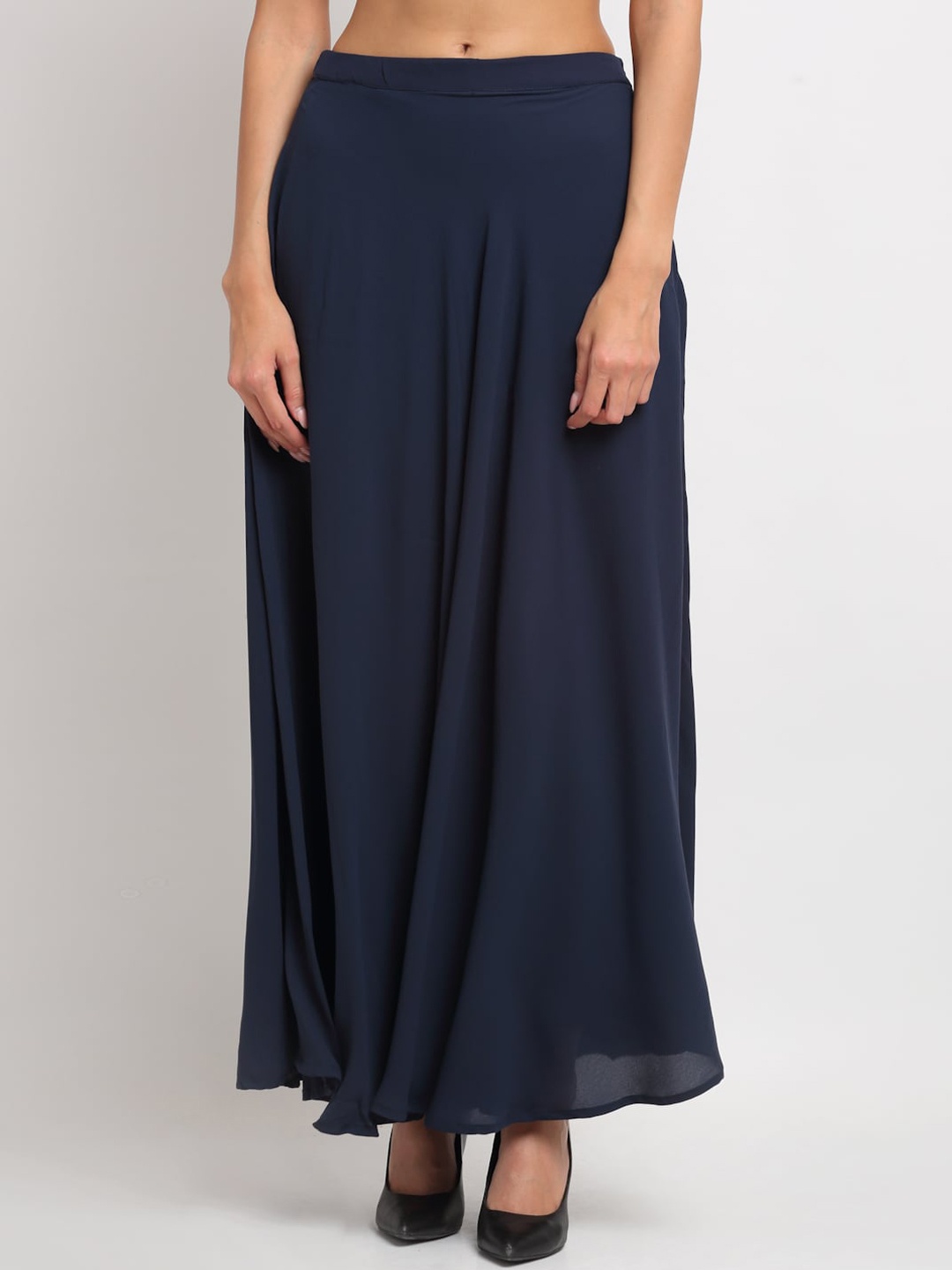 

Just Wow Women Navy Blue Solid Flared Maxi Skirt