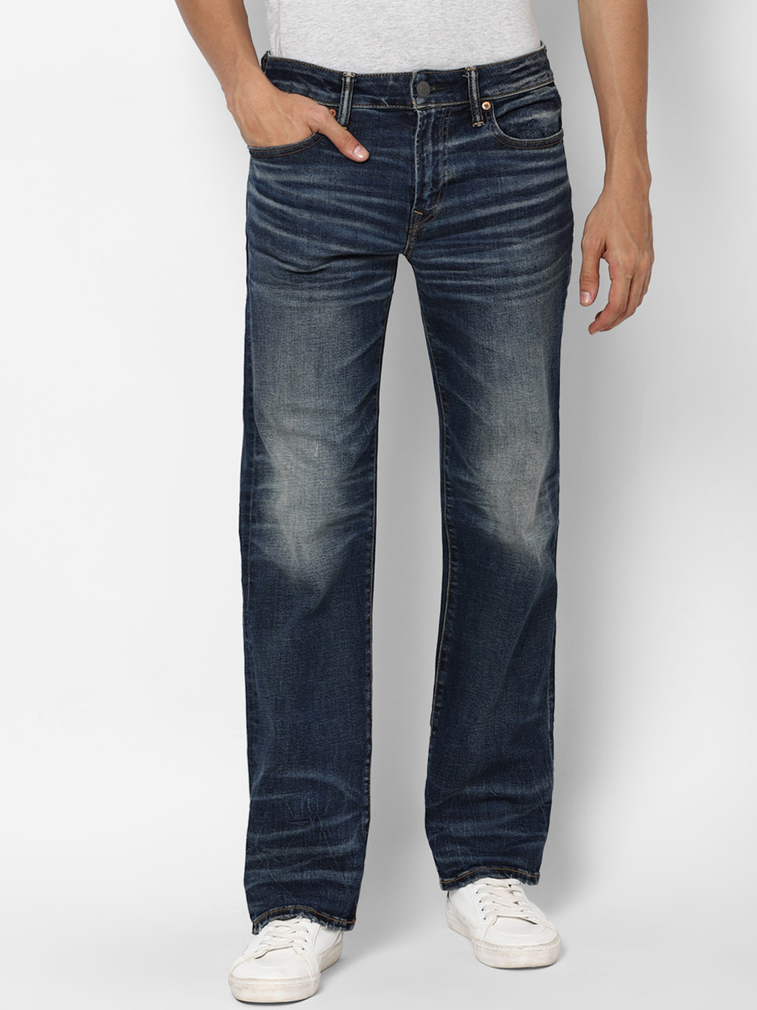 

AMERICAN EAGLE OUTFITTERS Men Blue Slim Fit Mid Rise Heavy Fade Jeans