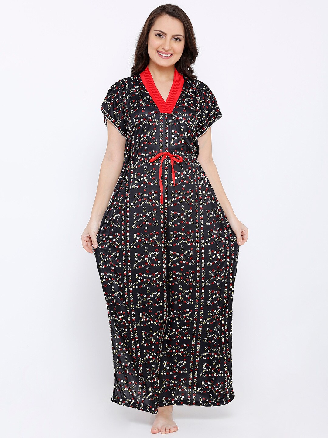 

Pretty Awesome Women Black Printed Nightdress