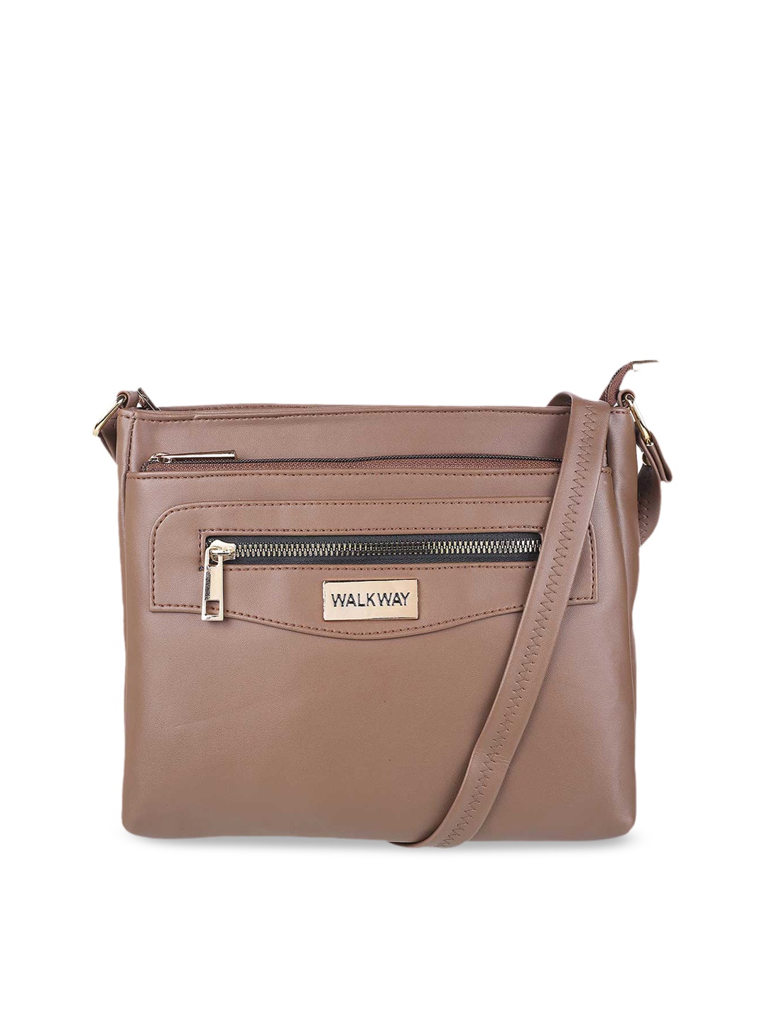 

WALKWAY by Metro Beige Solid Structured Sling Bag