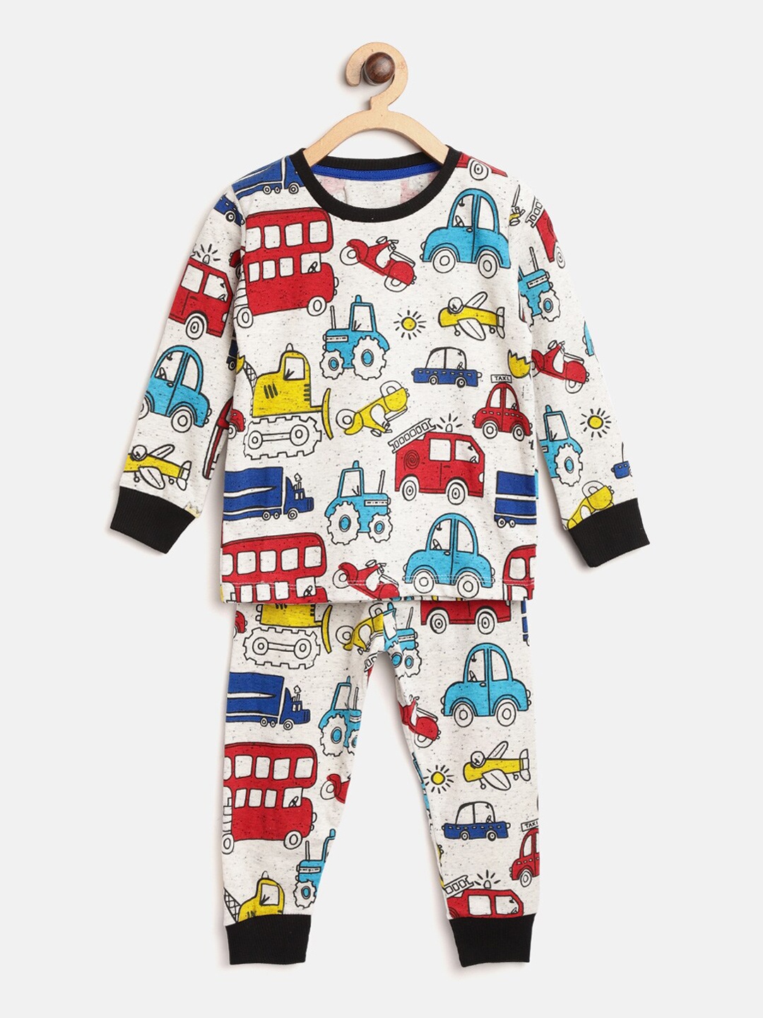 

Lazy Shark Boys White & Red Printed Night suit
