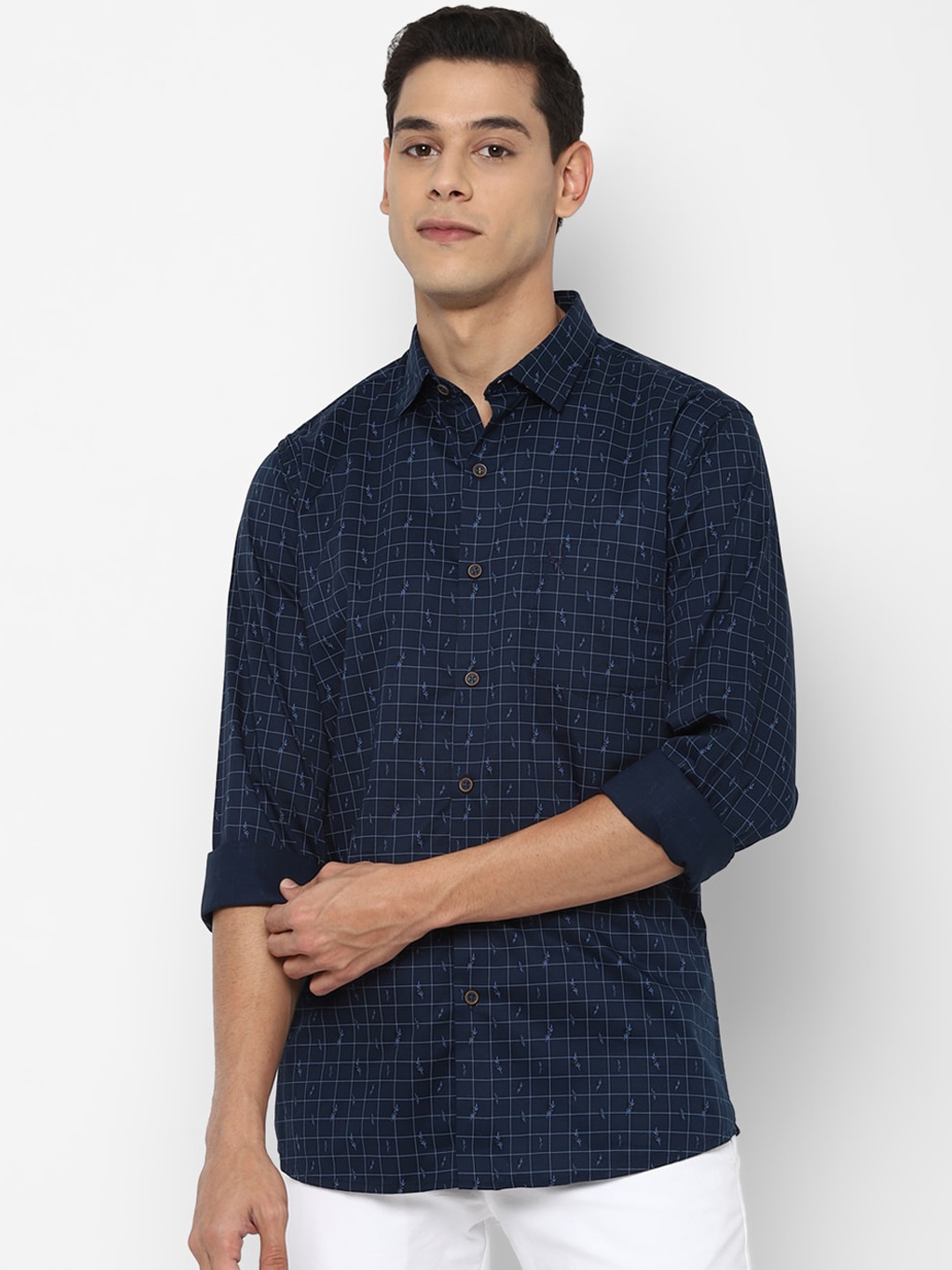 

Allen Solly Men Navy Blue Slim Fit Opaque Printed Casual Shirt