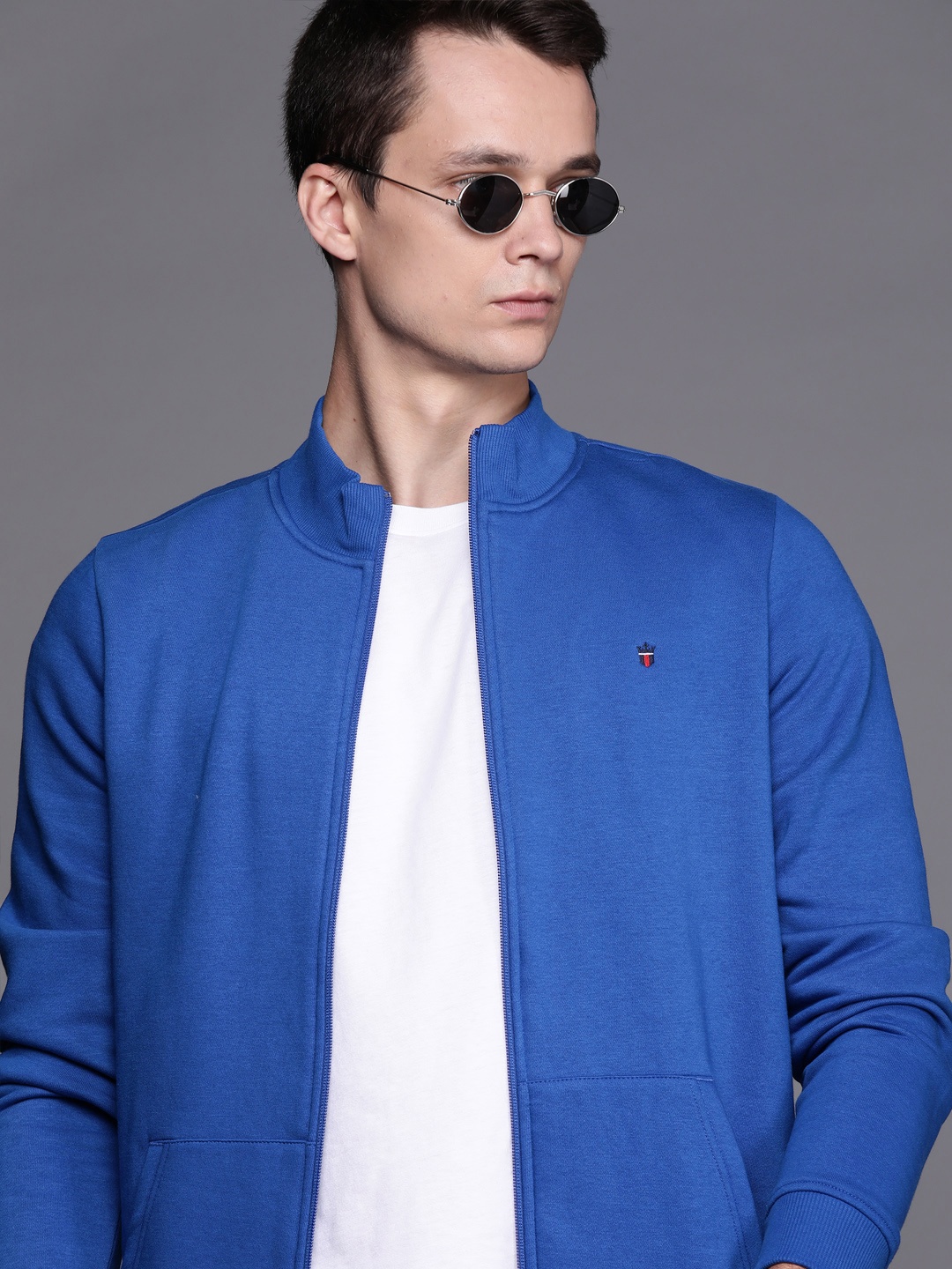 

Louis Philippe Sport Men Blue Solid Front-Open Sweatshirt