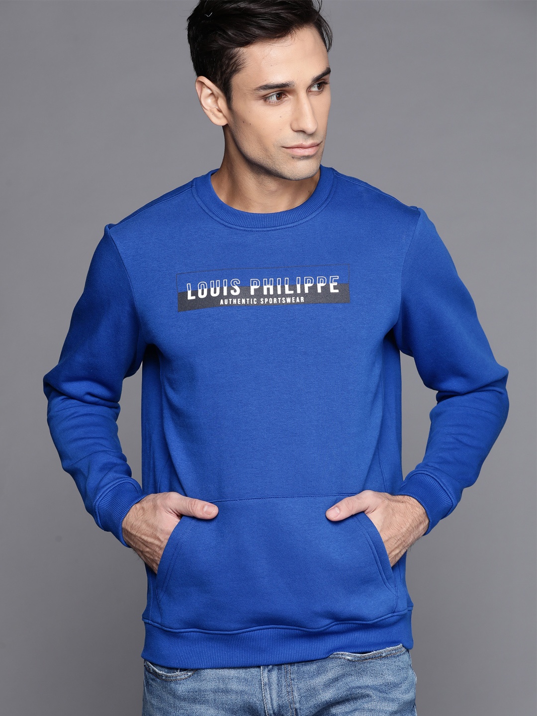 

Louis Philippe Sport Men Blue & Black Brand Logo Printed Sweatshirt